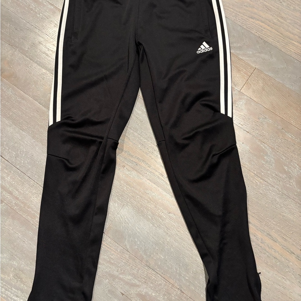 adidas Black Joggers with White Side Stripes
